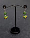 Two Bead Blue Pottery Earrings (Green & Yellow)